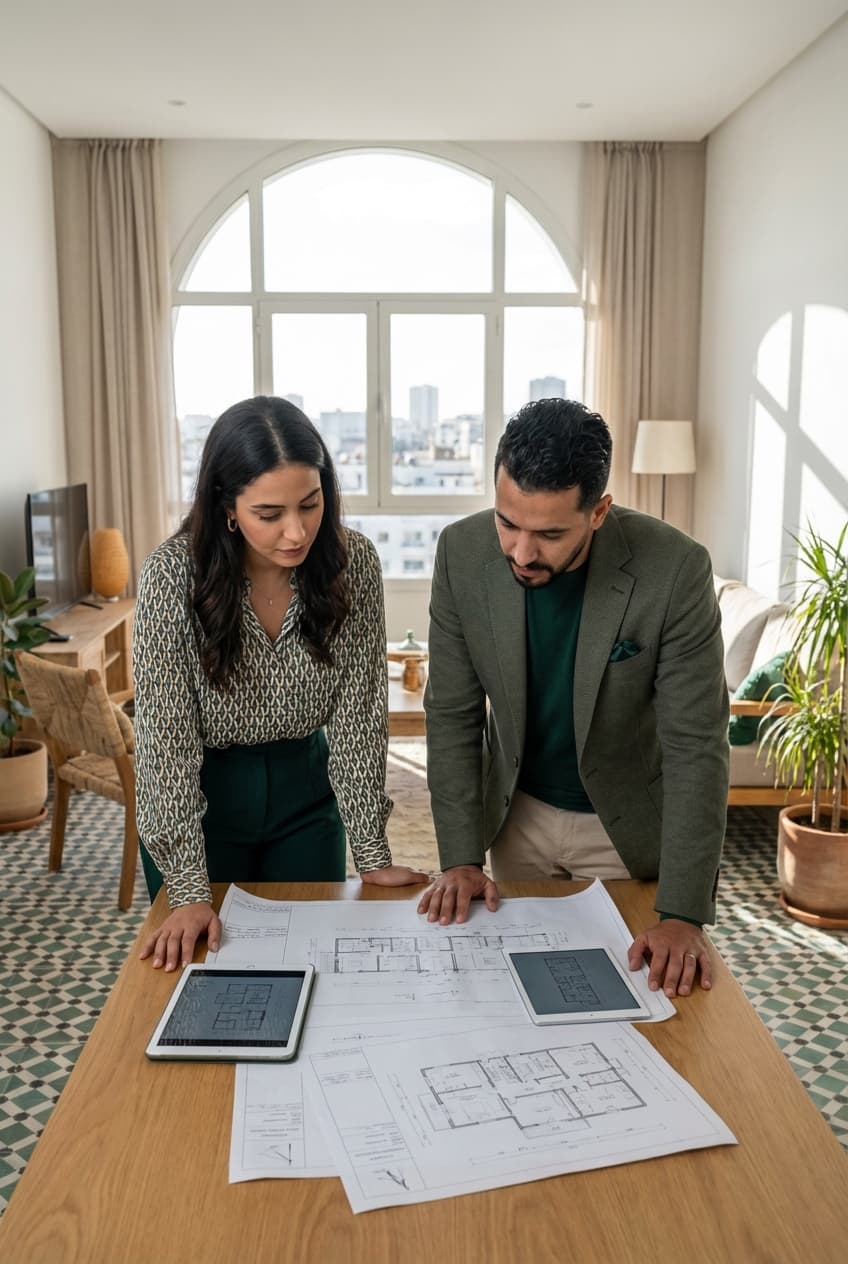 Couple marocain consultant un projet immobilier